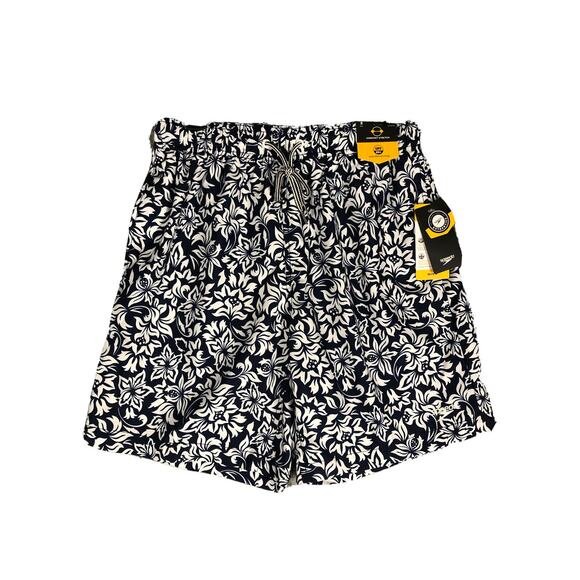 Speedo Other - Speedo Men’s Swim Shorts Mesh Lining Navy Floral Print Pocket Logo Drawstring S